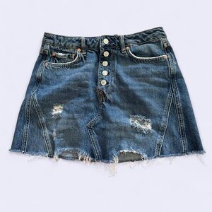We The Free Distressed Denim Skirt